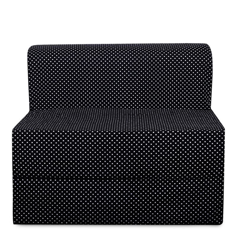 Style Homez DappeR Foldable Sofa Cum Bed, 3' x 6' Feet Premium Cotton Canvas Fabric Black White Color Polka Dots Design