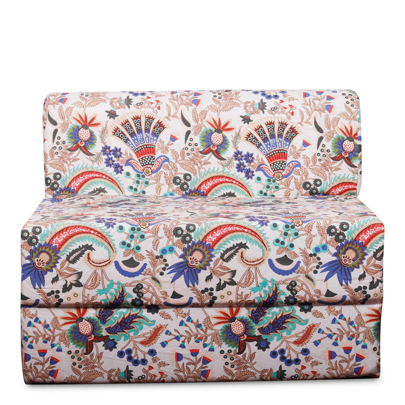 Style Homez DappeR Foldable Sofa Cum Bed, 3' x 6' Feet Premium Cotton Canvas Fabric Multi-Color Floral Design
