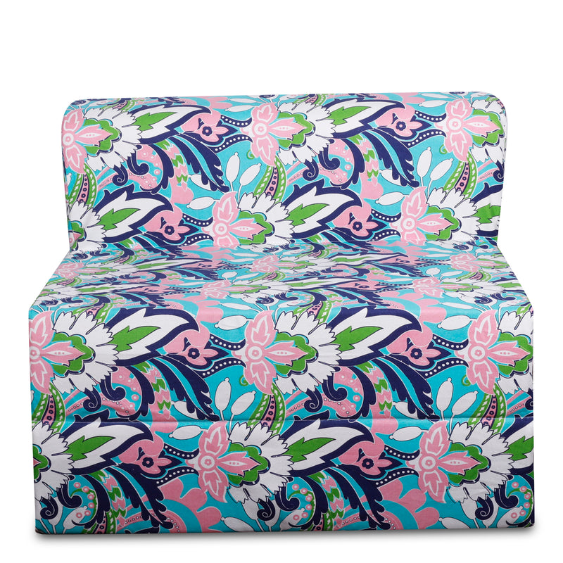 Style Homez DappeR Foldable Sofa Cum Bed, 3' x 6' Feet Premium Cotton Canvas Fabric Multi-Color Floral Design
