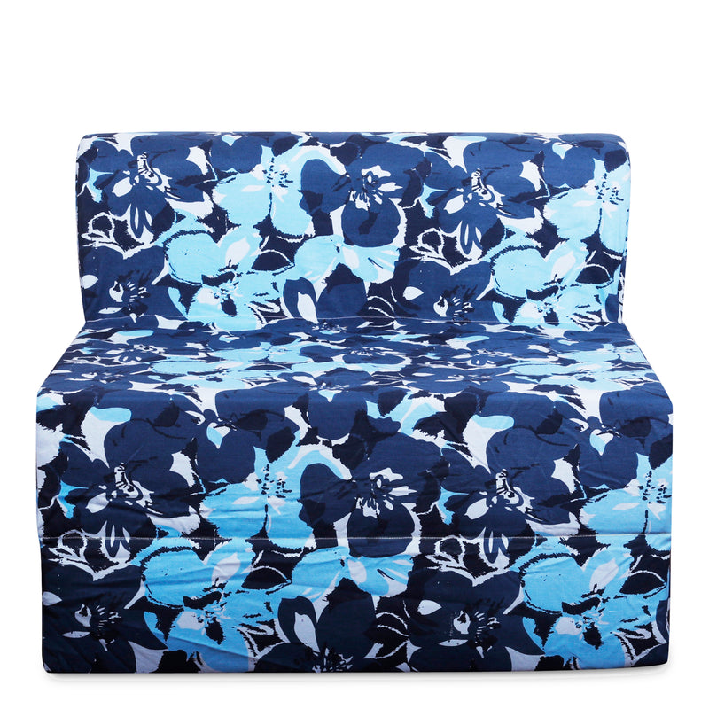 Style Homez DappeR Foldable Sofa Cum Bed, 3' x 6' Feet Premium Cotton Canvas Fabric Blue Camouflage Design