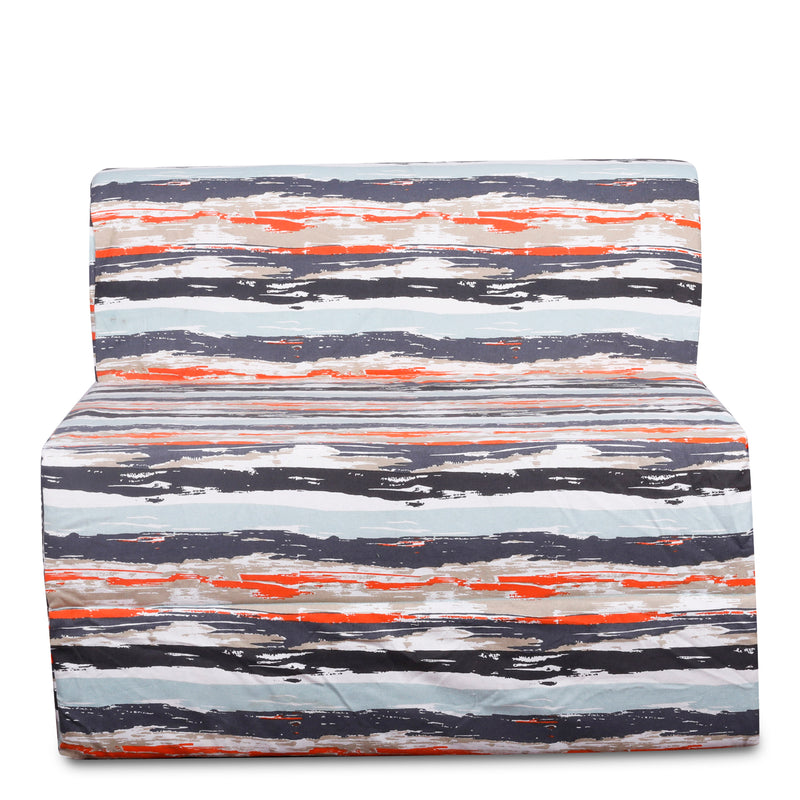 Style Homez DappeR Foldable Sofa Cum Bed, 3' x 6' Feet Premium Cotton Canvas Fabric Multi-Color Stripes Design