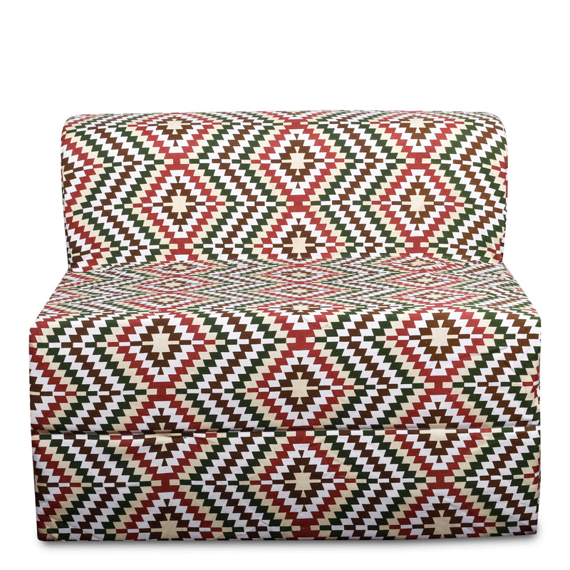 Style Homez DappeR Foldable Sofa Cum Bed, 3' x 6' Feet Premium Cotton Canvas Fabric Multi-Color IKAT Design