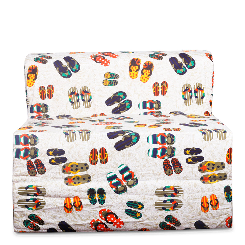 Style Homez DappeR Foldable Sofa Cum Bed, 3' x 6' Feet Premium Cotton Canvas Fabric Multi-Color Abstract Design
