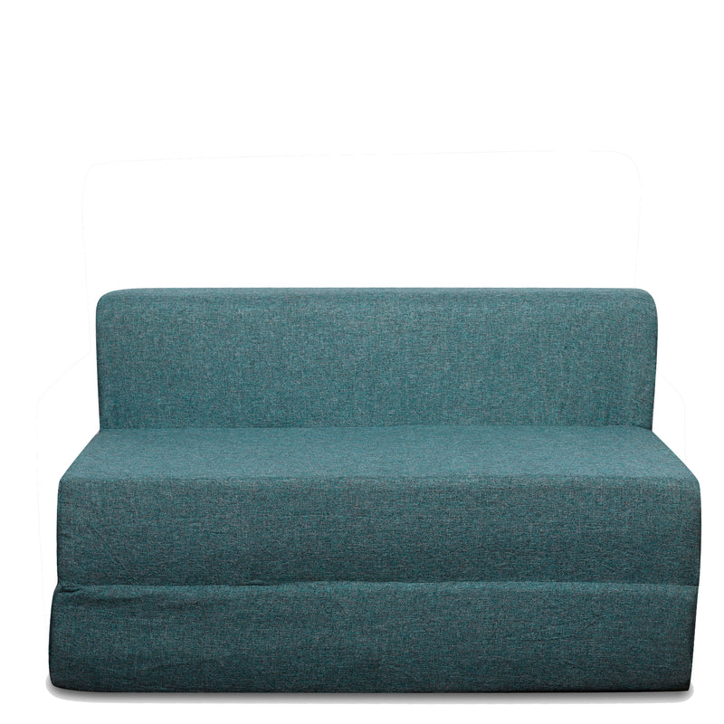 Style Homez Foldable Sofa Cum Bed, 4' x 6' Feet Premium Jute Fabric with High Density Foam, Green Colour