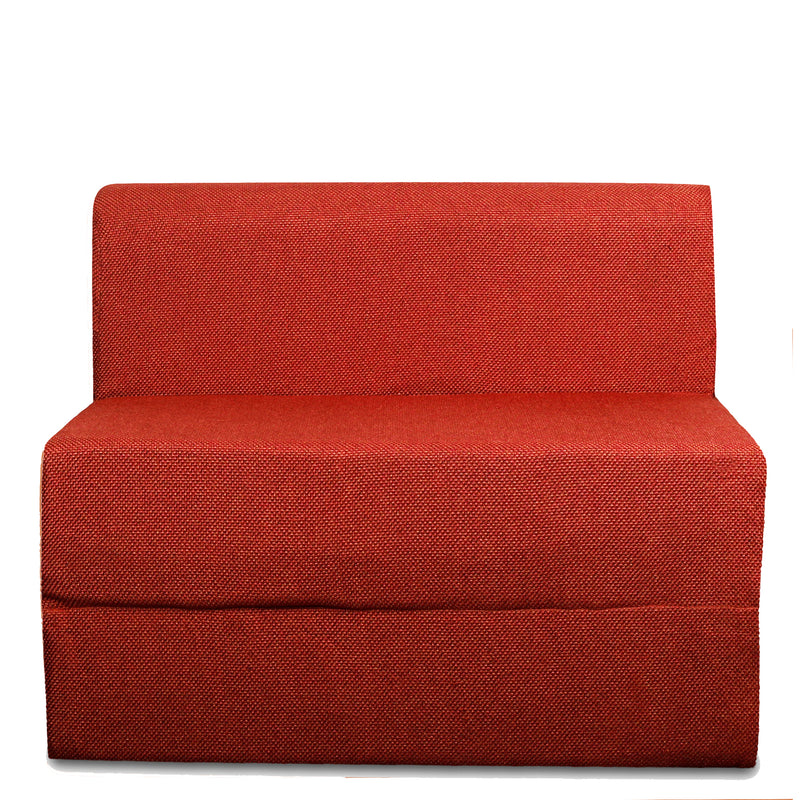Style Homez Foldable Sofa Cum Bed, 3' x 6' Feet Premium Jute Fabric with High Density Foam, Orange Colour