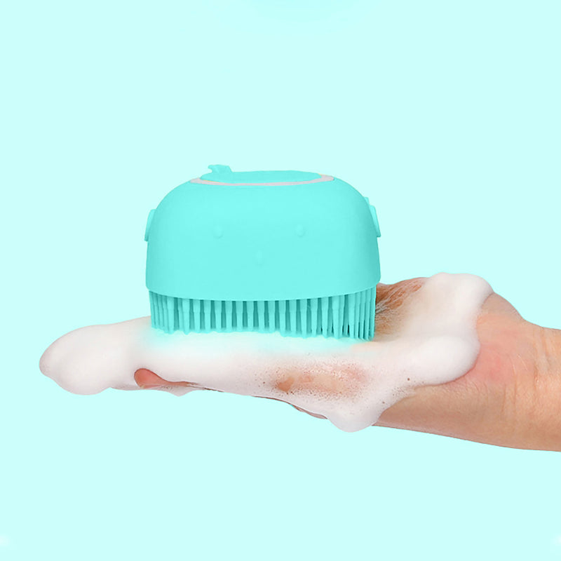 Style Homez SQUEAKY, Soft Silicone Kids Friendly Body Brush Scrubber with Shower Gel Dispenser Bath Essentials, Teal Color