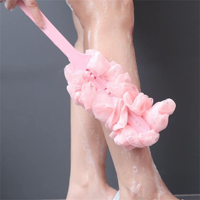 Style Homez AMAZER,  Super Soft Shower Sponge Loofah Back Body Scrubber with Long 44cm Handle Pink Color, Bath Essentials by Style Homez