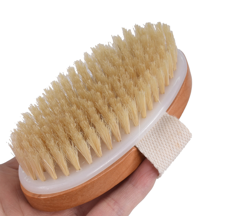 Style Homez ATHENA, Exfoliating Dry Brush Loofah and Soft Scrubber, Bath Essentials with Natural Bristles in Natural Wood Color