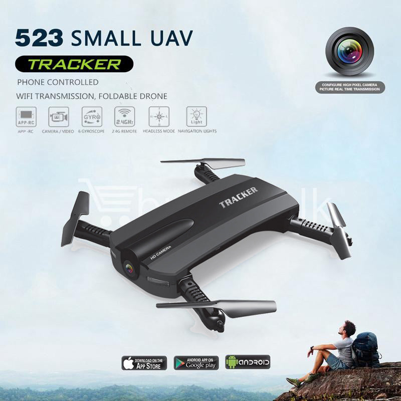JXD Tracker 523, Selfie Quadcopter Drone with 720P 2MP HD Camera Foldable Drone Helicopter, Altitude Hold and APP Control, Black Color