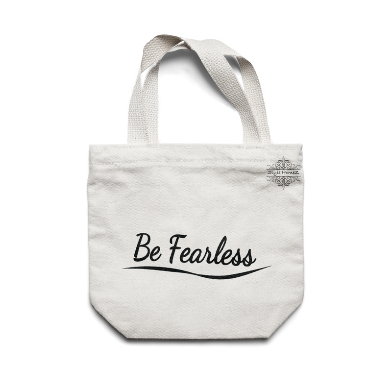 Style Homez Classic Eco-Friendly & Reusable Cotton Canvas Grocery Tote Bag, Medium Size 16 x 14 Inch Natural Color (BE FEARLESS)