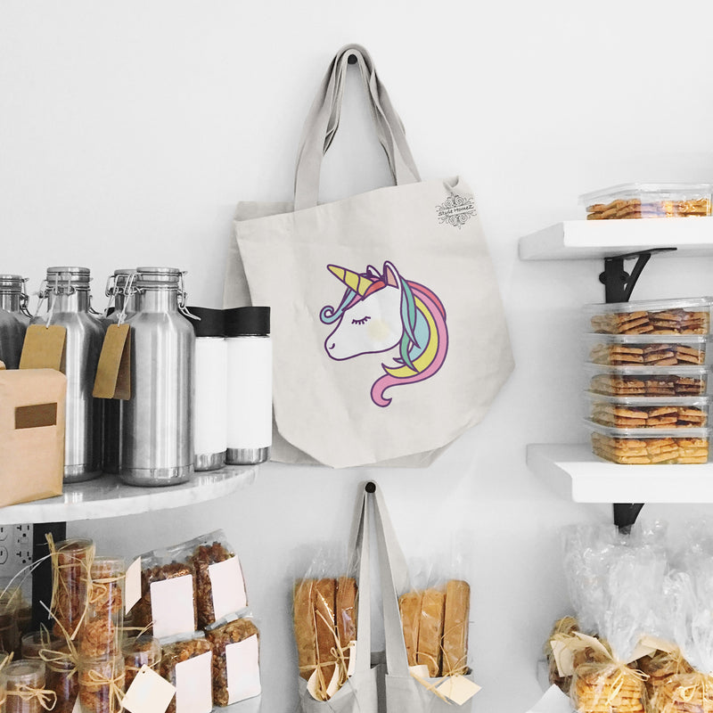 Style Homez Classic Eco-Friendly & Reusable Cotton Canvas Grocery Tote Bag, Medium Size 16 x 14 Inch Natural Color (UNICORN)