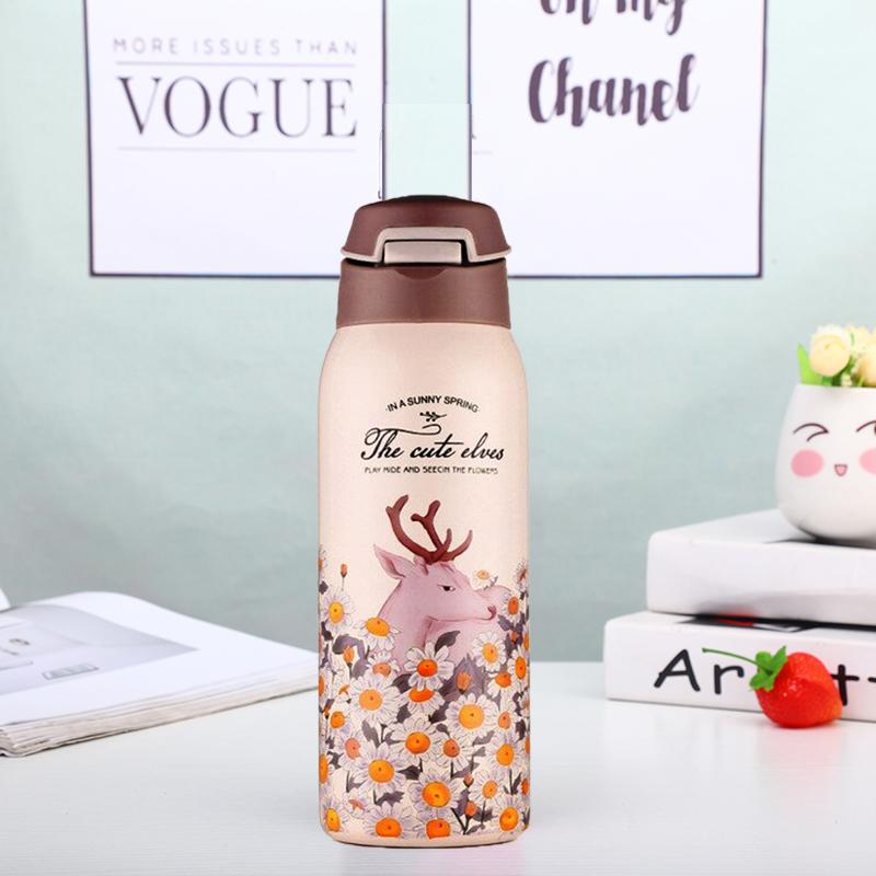 Style Homez EVA, Double Wall Stainless Steel Vacuum Insulated Sipper Bottle With Straw, Beige Color 480 ml Hot n Cold