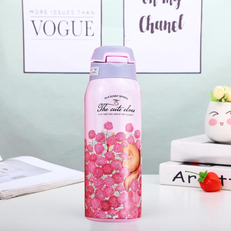 Style Homez EVA, Double Wall Stainless Steel Vacuum Insulated Sipper Bottle With Straw,Baby Pink Color 480 ml Hot n Cold