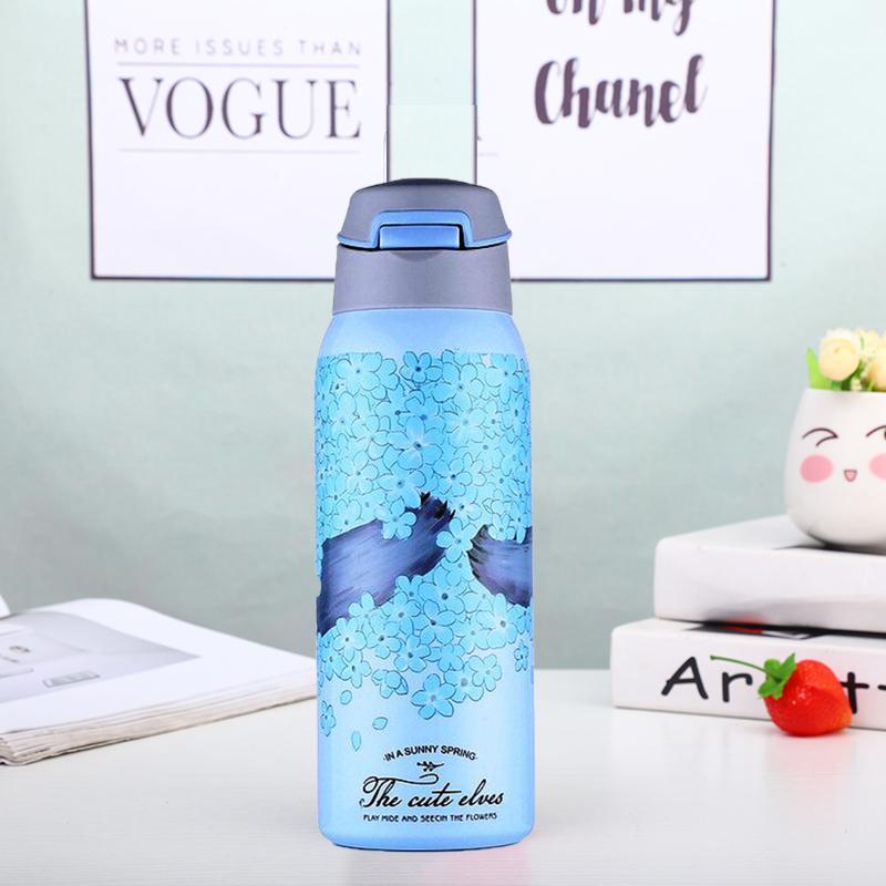 Style Homez EVA, Double Wall Stainless Steel Vacuum Insulated Sipper Bottle With Straw, Cadet Blue Color 480 ml Hot n Cold