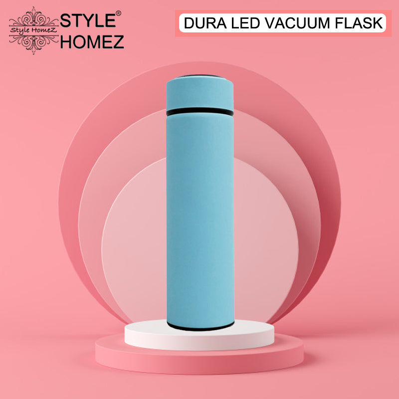 Style Homez DURA Smart Double Wall Stainless Steel Vacuum Insulated Water Bottle With LED Touch Display Naïve Blue Color 480 ml Hot n Cold