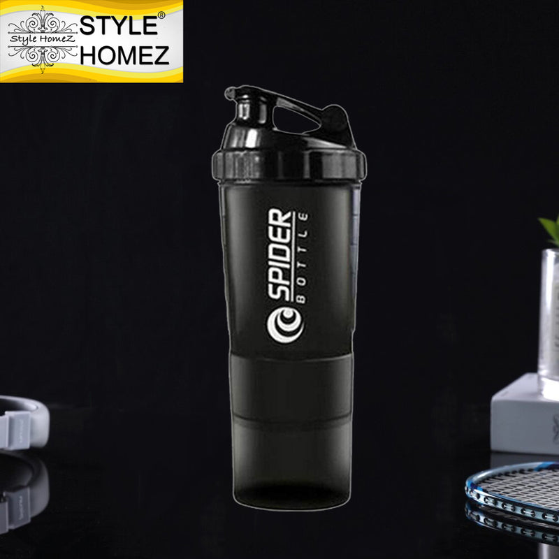 Style Homez SPIDER Gym Sipper Protein Shaker Water Bottle, BPA Free, Black Color, 500 ml