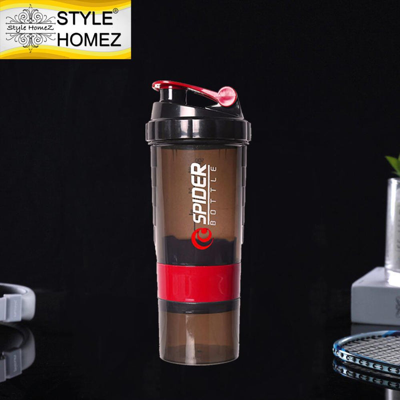 Style Homez SPIDER Gym Sipper Protein Shaker Water Bottle BPA Free Black Red Color 500 ml