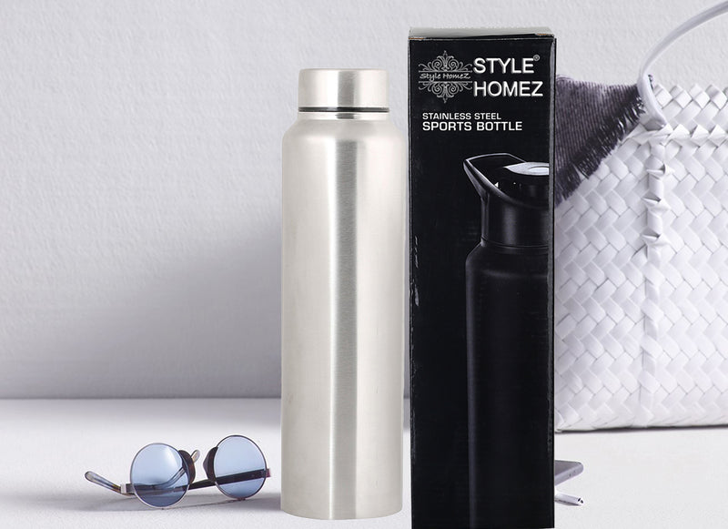 Style Homez Stainless Steel Water Bottle, Fridge Sipper BPA Free Food Grade Quality Silver Color 1000 ml