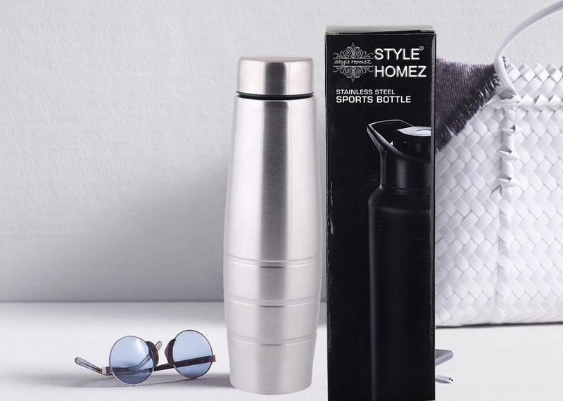 Style Homez Stainless Steel Fridge Curve Water Bottle 1000 ml, Silver Chrome  Color - BPA Free, Food Grade Quality