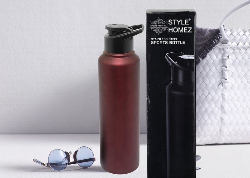 Style Homez Stainless Steel Water Bottle, Gym Sipper BPA Free Food Grade Quality Wine Color 1000 ml