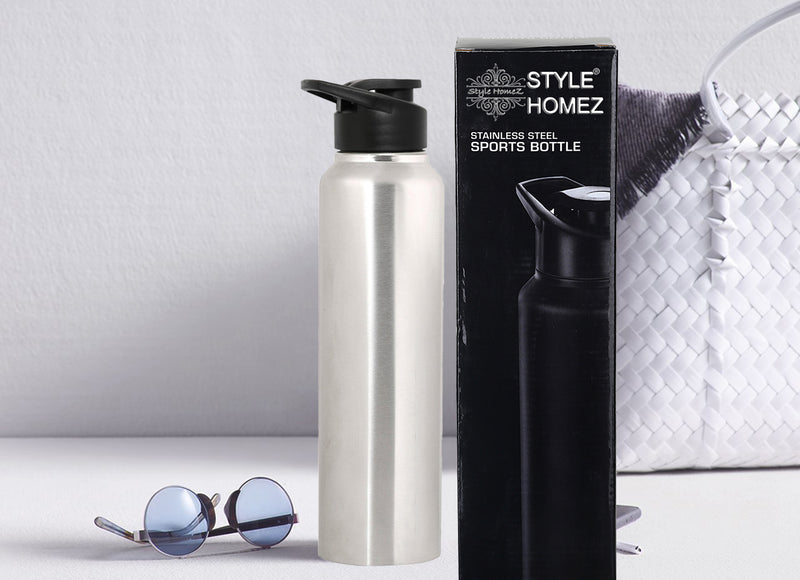 Style Homez Stainless Steel Water Bottle, Gym Sipper BPA Free Food Grade Quality Silver Color 1000 ml