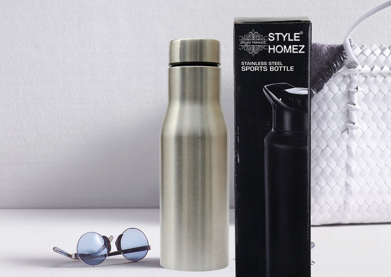 Style Homez Stainless Steel Water Bottle, Fridge Sipper BPA Free Food Grade Quality Silver Color 750 ml