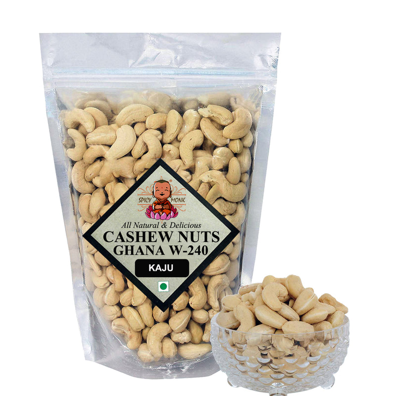 Spicy Monk Premium  Whole W240 Ghana Cashew, 1 kg (1000 gms) Naturally Processed