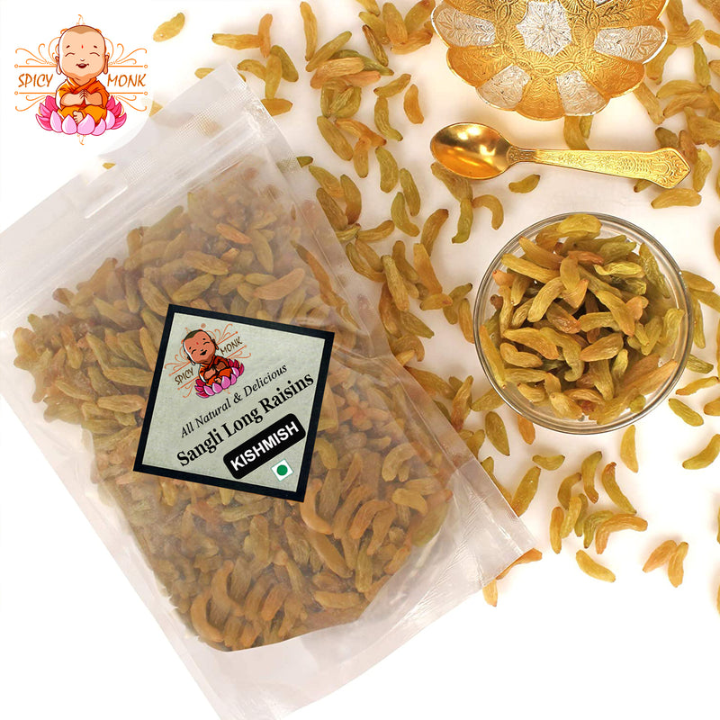 Spicy Monk Premium Quality SANGLI Golden Long Raisins, Organic Kishmish 0.2 kg (200 gms)
