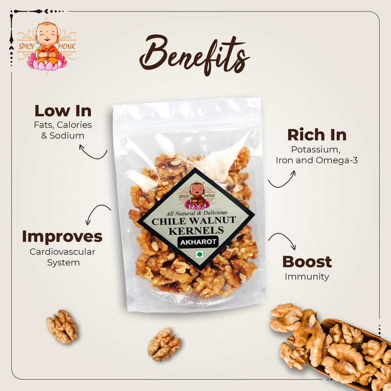 Spicy Monk Chile A-Grade Premium Walnuts Kernels 1 kg (1000 gms), Grade-A Akhrot Giri Rich in Omega-6