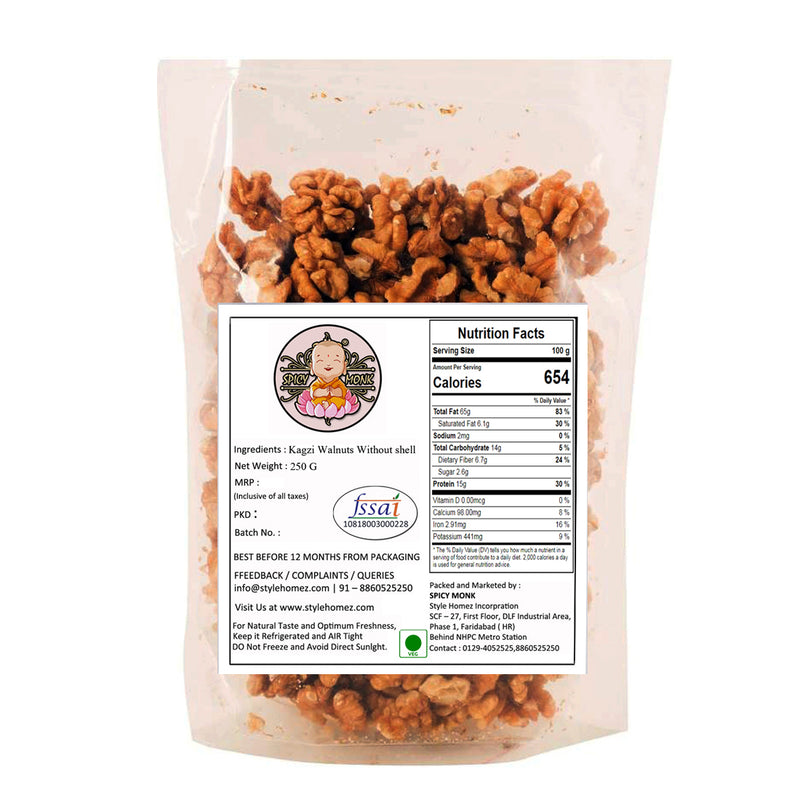 Spicy Monk Kashmiri Walnuts Kernel Halves 0.25 kg (250 gms), Akhrot Giri