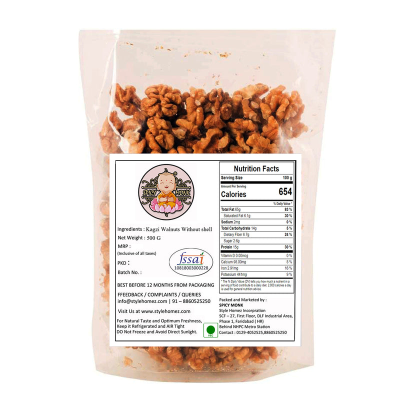 Spicy Monk Kashmiri Walnuts Kernel Halves 0.5 kg (500 gms), Akhrot Giri