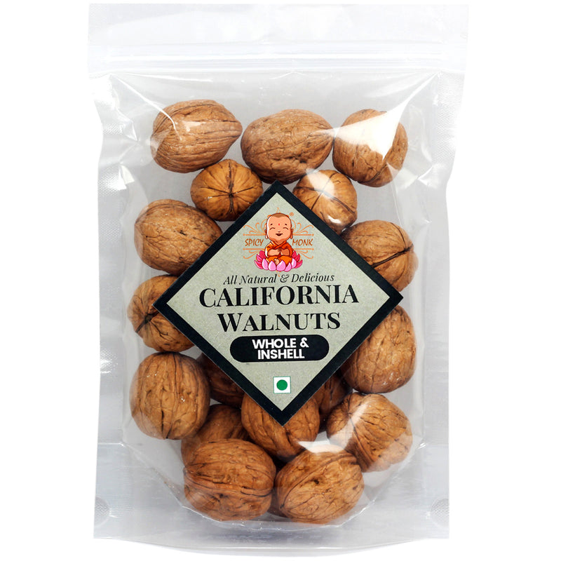 Spicy Monk Jumbo California Walnuts in Shell 0.2 kg (200 gms), Akhrot Rich in Omega-3