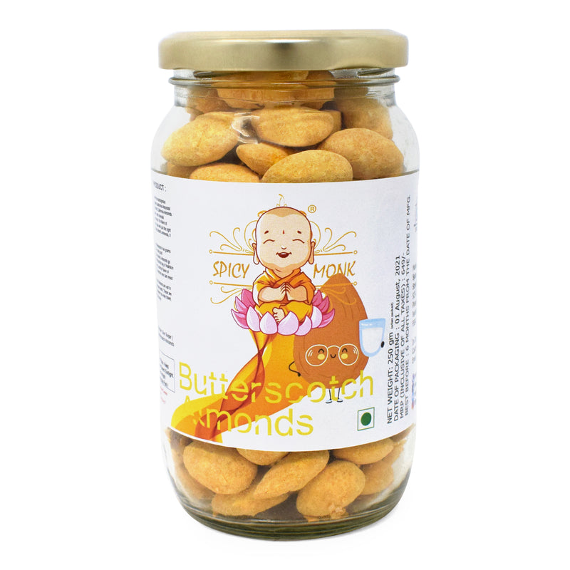 Spicy Monk Dipped Almonds-Badam Butterscotch Almonds 0.25 Kg's (250 gms)