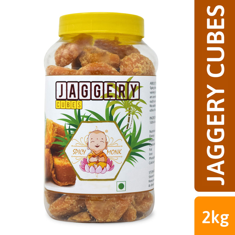 Spicy Monk 100% Vegan & Pure Gluten Free Jaggery Cubes I Gur 2000 gm pack