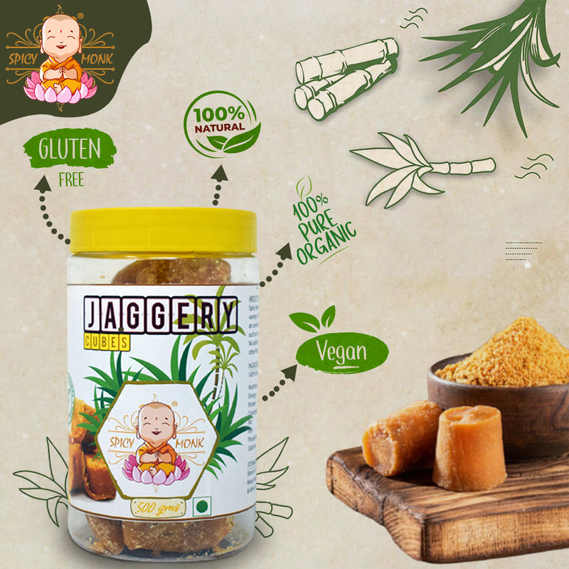 Spicy Monk 100% Natural & Pure Jaggery Cubes | Gur 500 gm pack