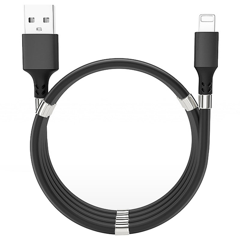 TXOR CAVO-M, Self Winding Magnetic Super Fast Charging Cable with USB Lightning Port & Fast Data Transfer, Black Color 1m (It Wont Tangle)