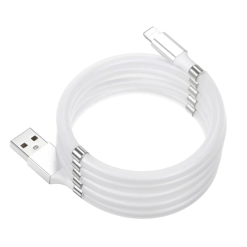 TXOR CAVO-M, Self Winding Magnetic Super Fast Charging Cable with USB Lightning Port & Fast Data Transfer, White Color 1m (It Wont Tangle)