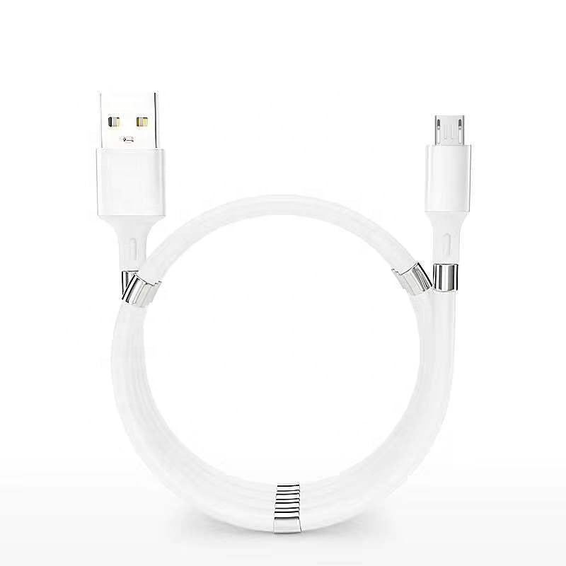 TXOR CAVO-M, Self Winding Magnetic Super Fast Charging Cable with Micro USB Port & Fast Data Transfer, White Color 1m (It Wont Tangle)