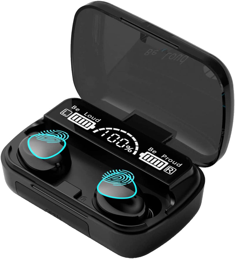 TXOR VIBE M10 TWS EARBUDS, IN-EAR v5.1 Bluetooth, IPX7 Waterproof & 100 hrs Playtime With LED Display, Black Color and 2200 mAh Battery Bank