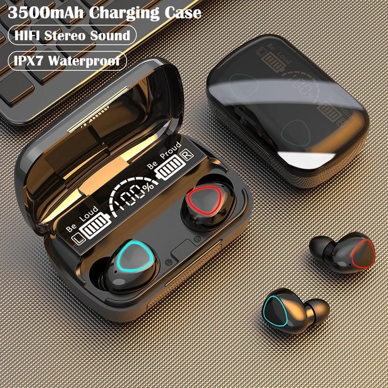 TXOR VIBE M10 TWS EARBUDS, IN-EAR v5.1 Bluetooth, IPX7 Waterproof & 100 hrs Playtime With LED Display, Black Color and 2200 mAh Battery Bank