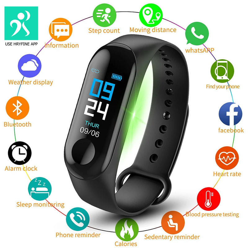 TXOR LUCIFER, M3 Smart Watch Fitness Band with Touch Control For ANDROID and IOS, Black Color