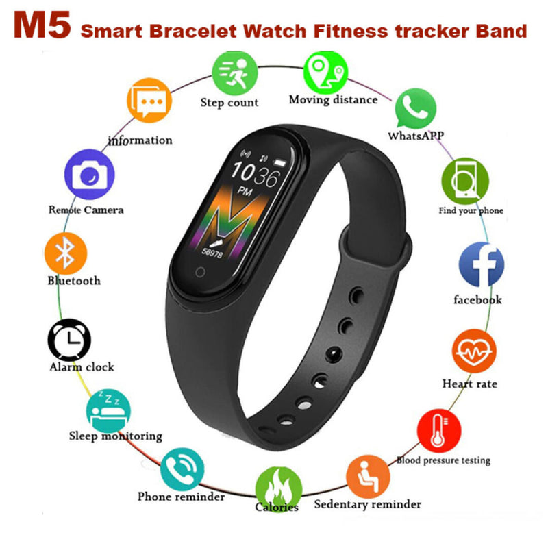 TXOR HARPER, M5 Smart Watch Fitness Band with Touch Control For ANDROID and IOS, Black Color