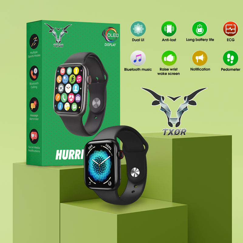 TXOR HURRICANE PLUS, Smart Watch with Bluetooth Calling, ECG Monitor & OLED 1.75" HD Display