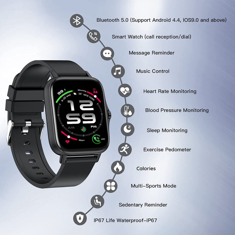 TXOR REX ULTRA, Smart Watch with Bluetooth Calling, TLED 1.69" HD Display & IP67 Waterproof, Black Color
