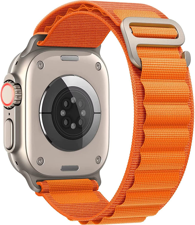 TXOR Rugged Alpine Loop Band Strap for Smart Watches 42/44/45/46/49 mm with Metal G Hook, Orange Color
