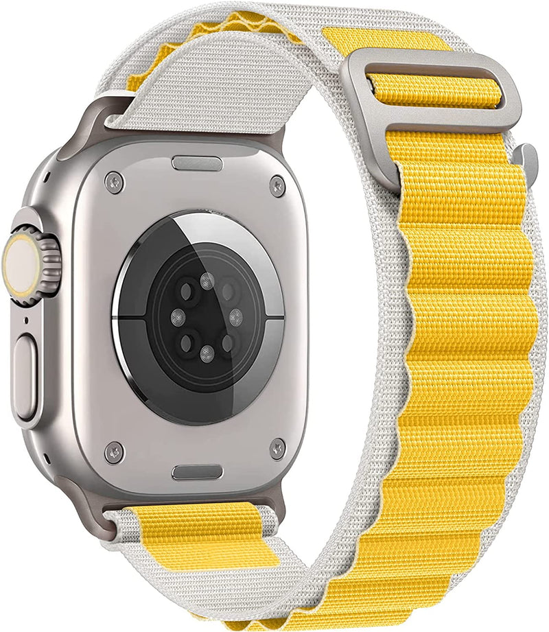 TXOR Rugged Alpine Loop Band Strap for Smart Watches 42/44/45/46/49 mm with Metal G Hook, Yellow White Color